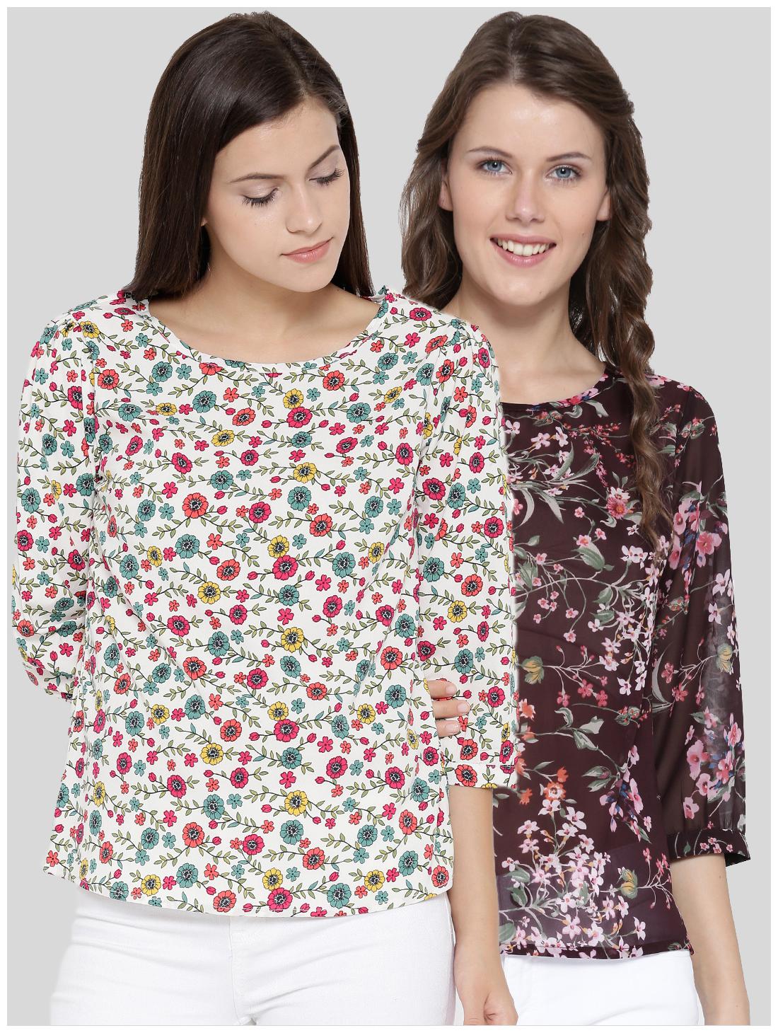 

Sera Women s Wear Printed 3 4th Sleeve Top Pack Of 2