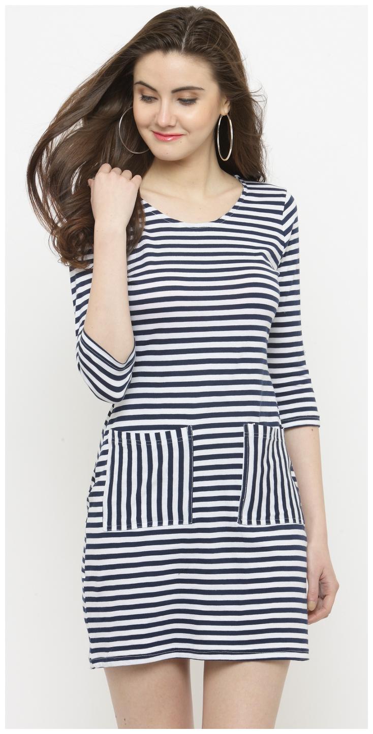 

Sera White Striped A-line dress