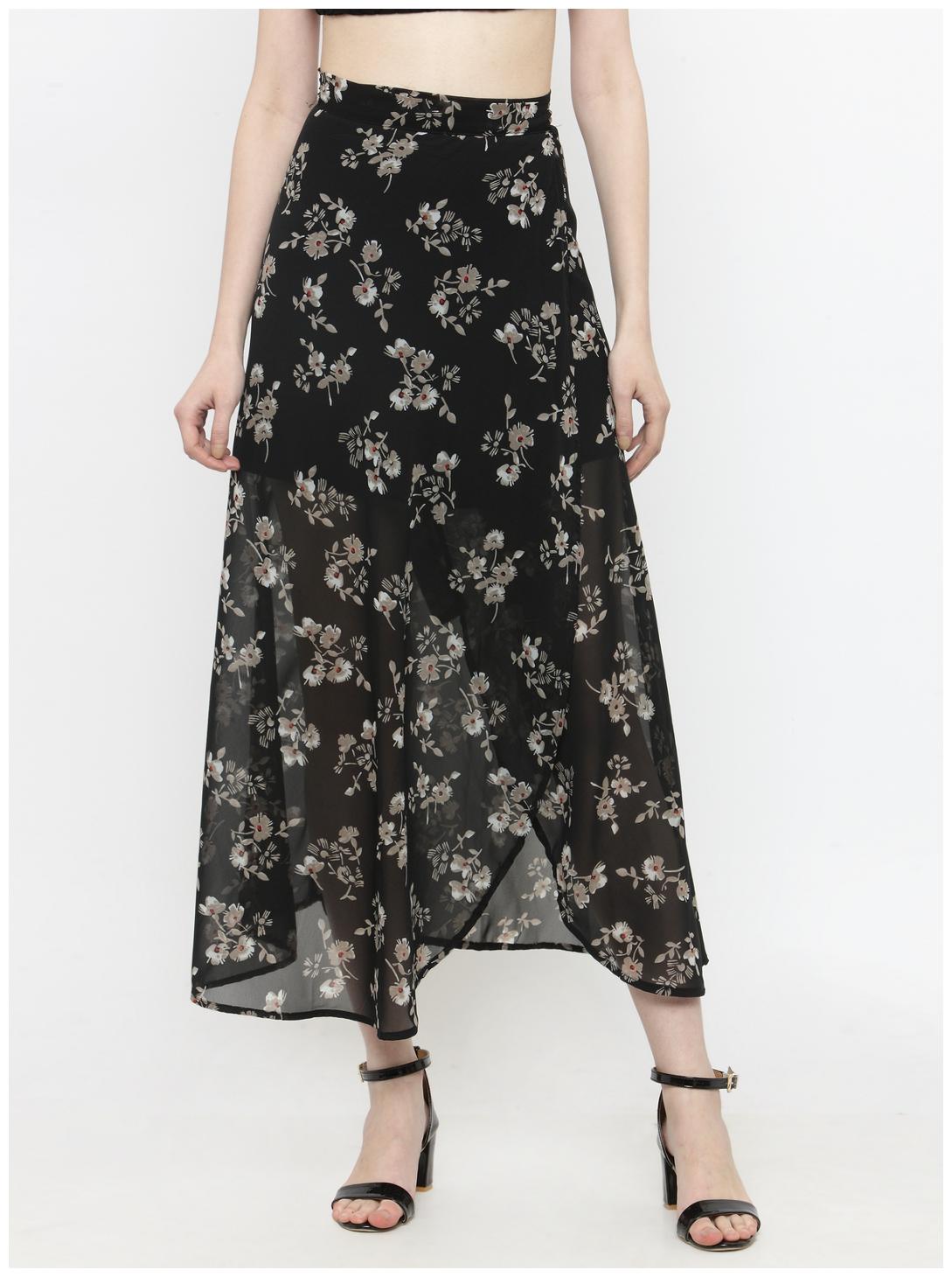 

Sera Printed A-line skirt Midi Skirt - Grey
