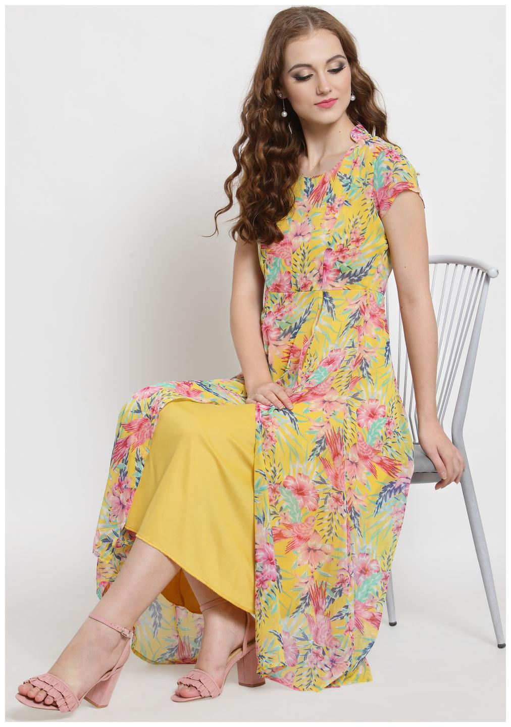 

Sera Yellow Floral Fit flare dress