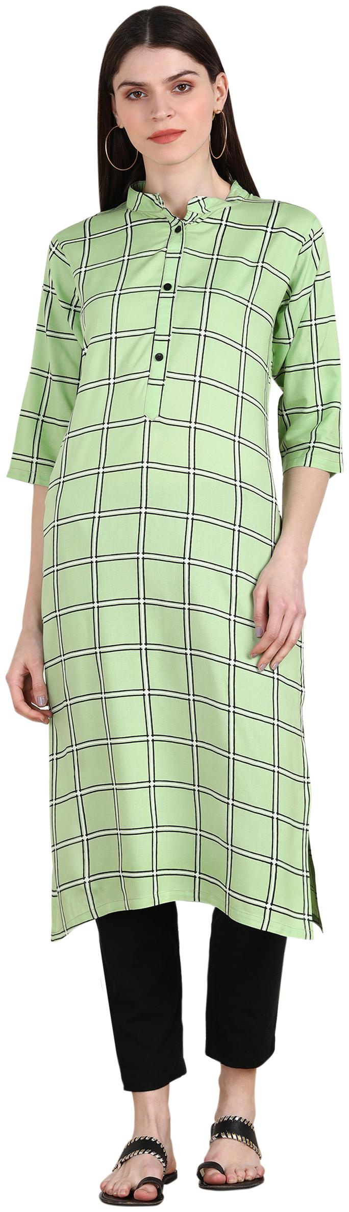 

Serein Women Green Checkered Straight Kurti