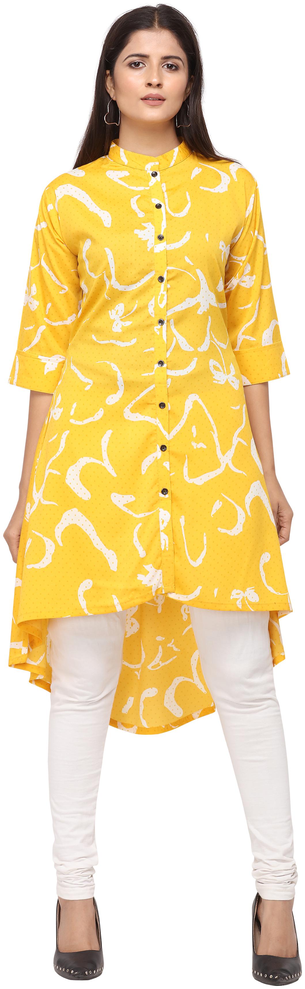 

Serein Crepe Printed Yellow Kurti Women