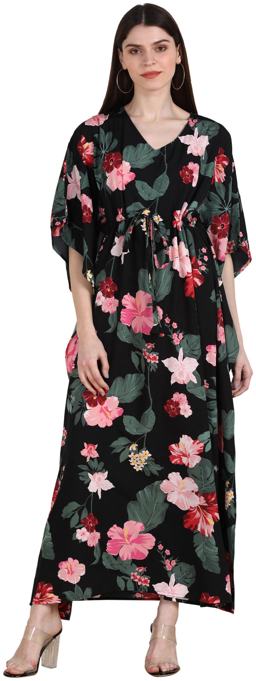 

Serein Black Floral Kaftan dress