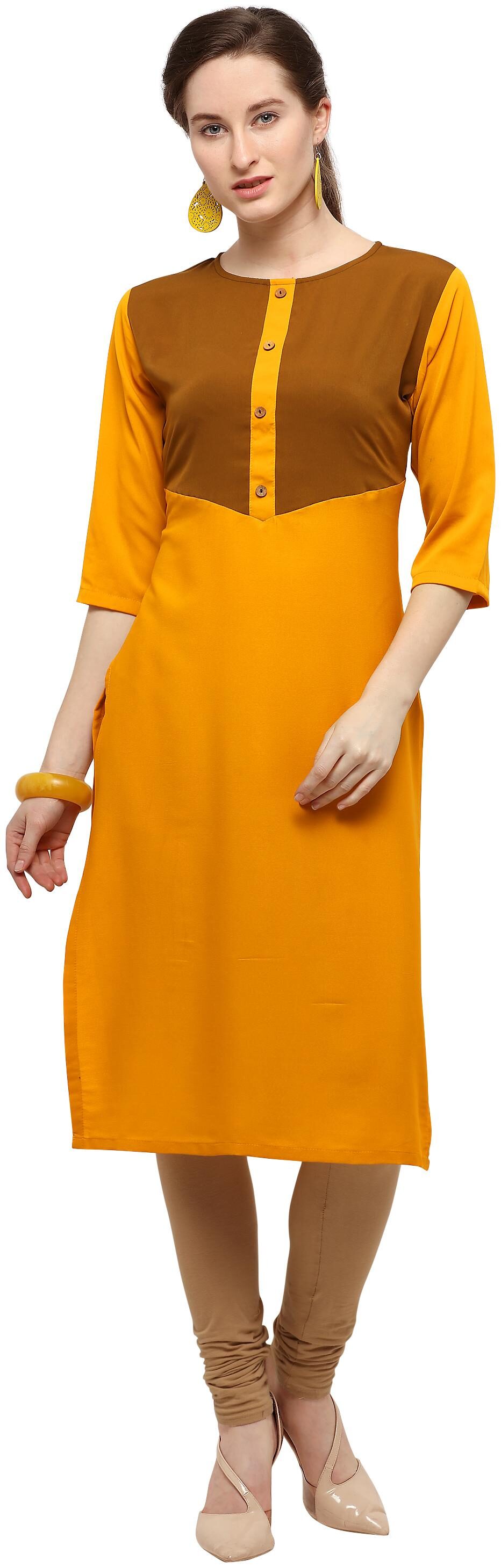 

Serein Women Yellow Colorblocked Straight Kurta