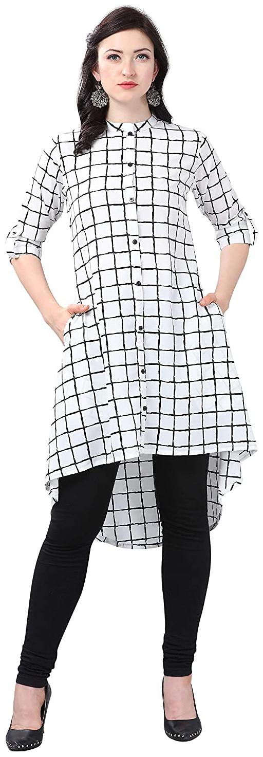 

Serein Women White Checkered Assymetrical Kurti