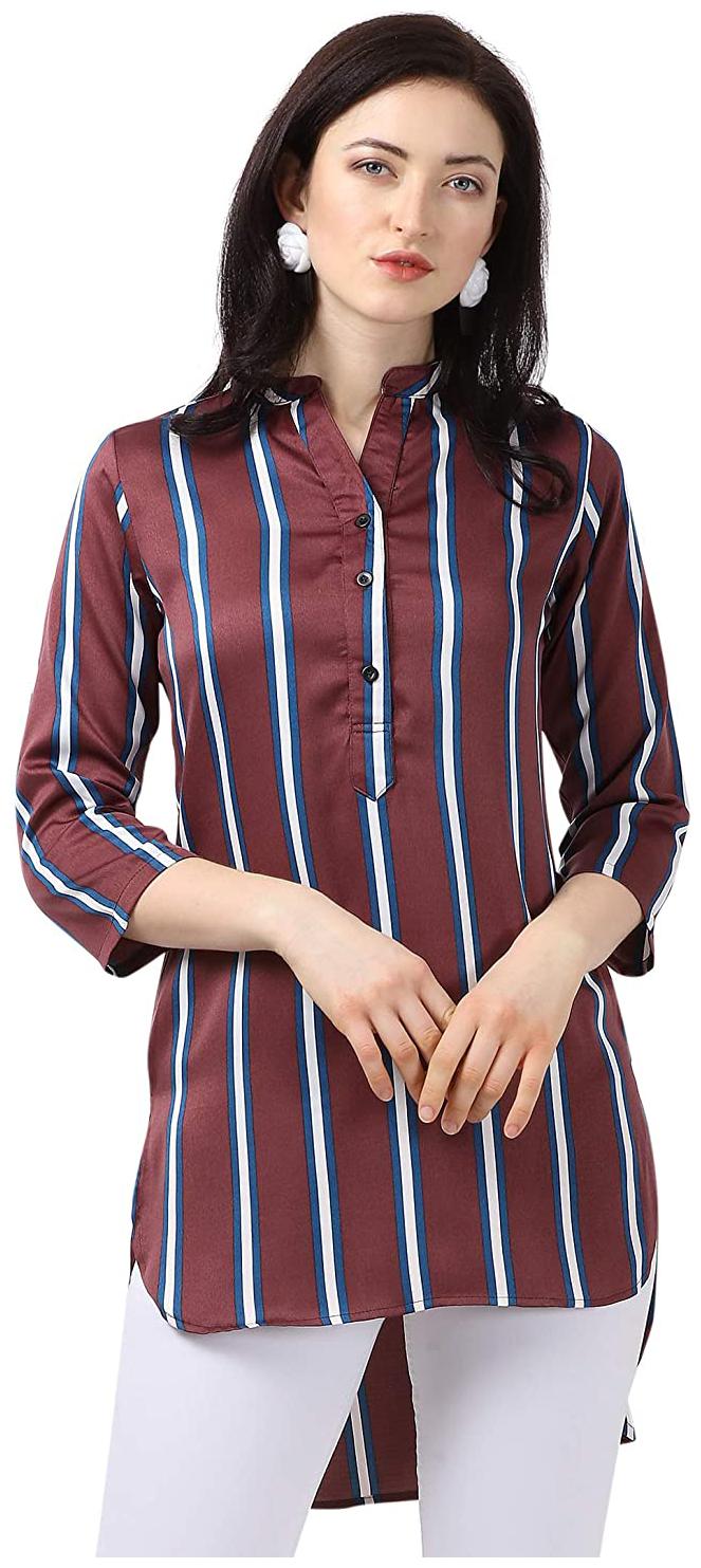 

Serein Women Maroon Striped Assymetrical Kurti