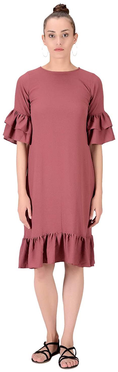 

Serein Pink Solid Fit flare dress