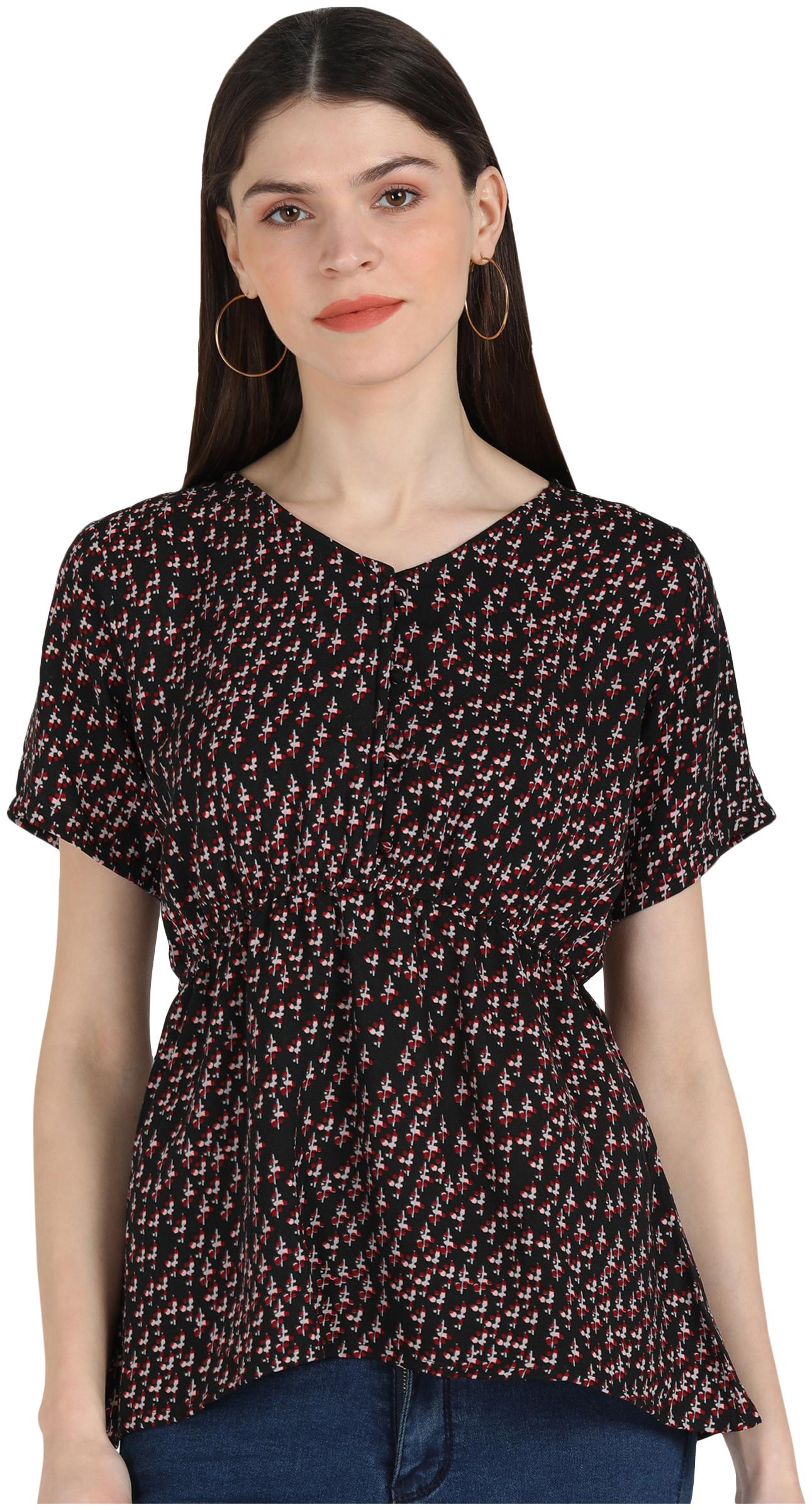 

Serein Women Printed Regular top - Black