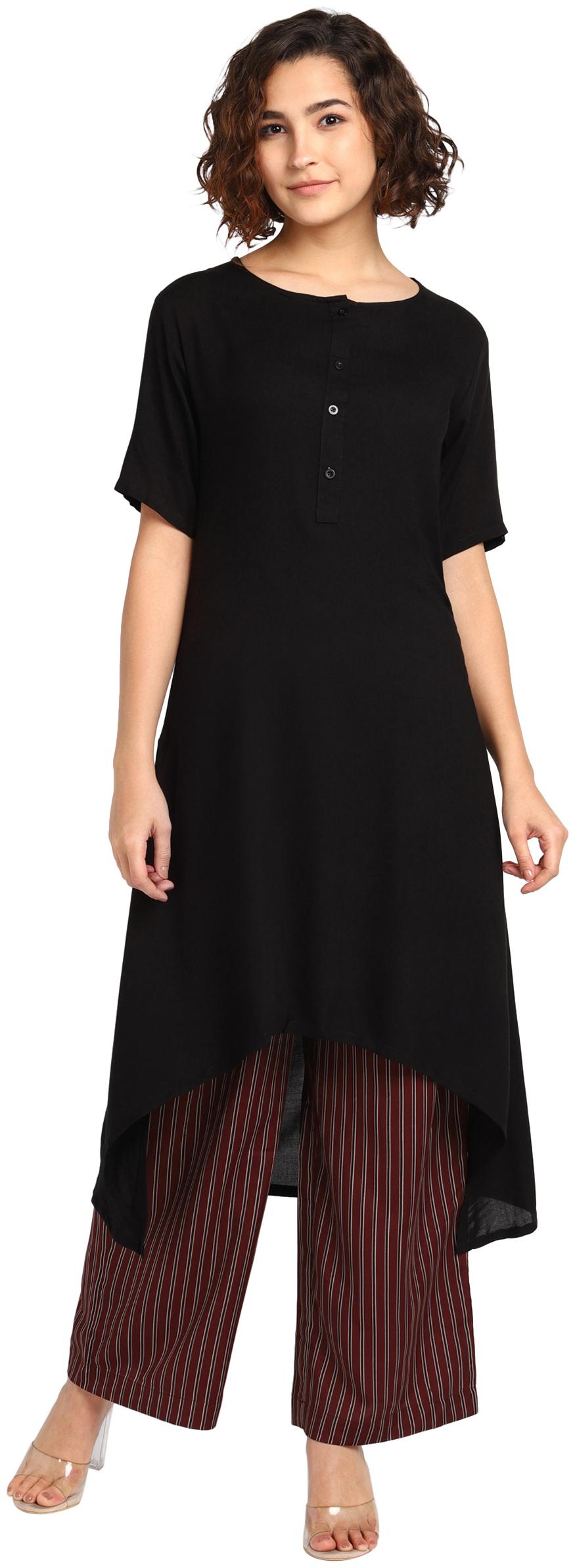 

Serein Women Black Solid Assymetrical Kurti