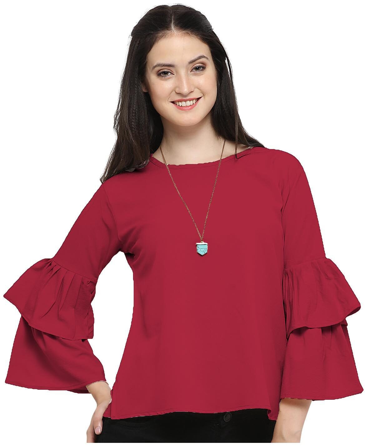 

Serein Women Solid Blouson top - Red