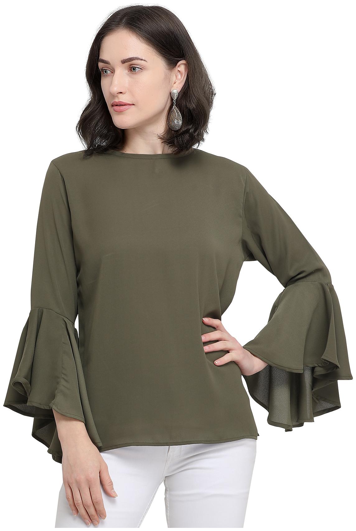 

Serein Women Solid Blouson top - Green