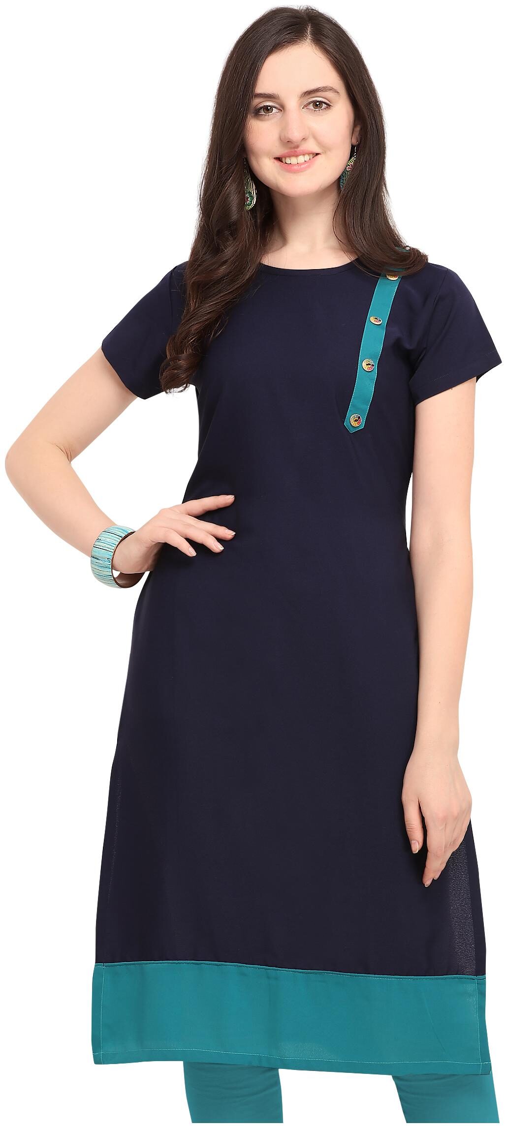 

Serein Women Blue Solid Straight Kurti