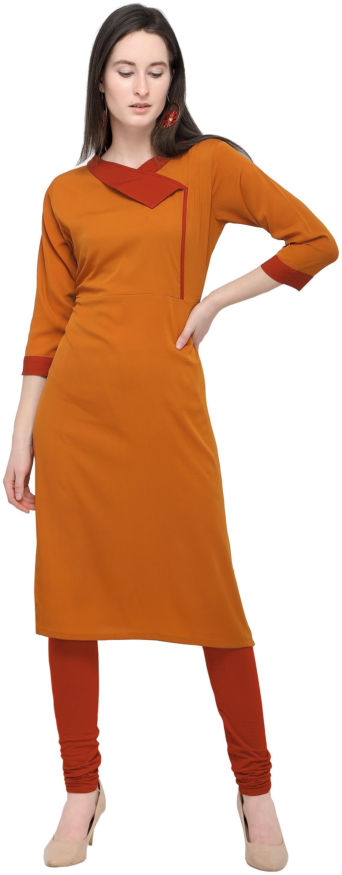 

Serein Women Orange Solid Straight Kurti