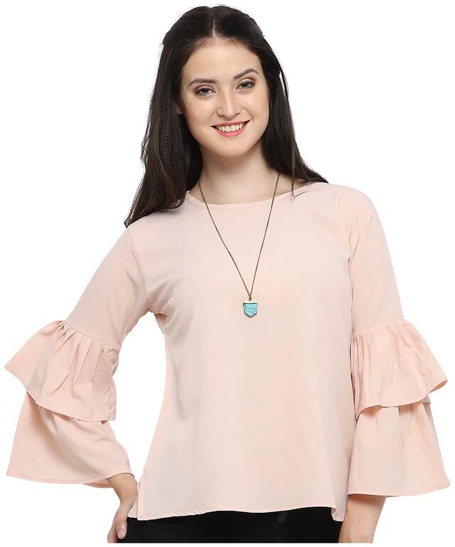 Serein Women Solid Blouson top - Cream