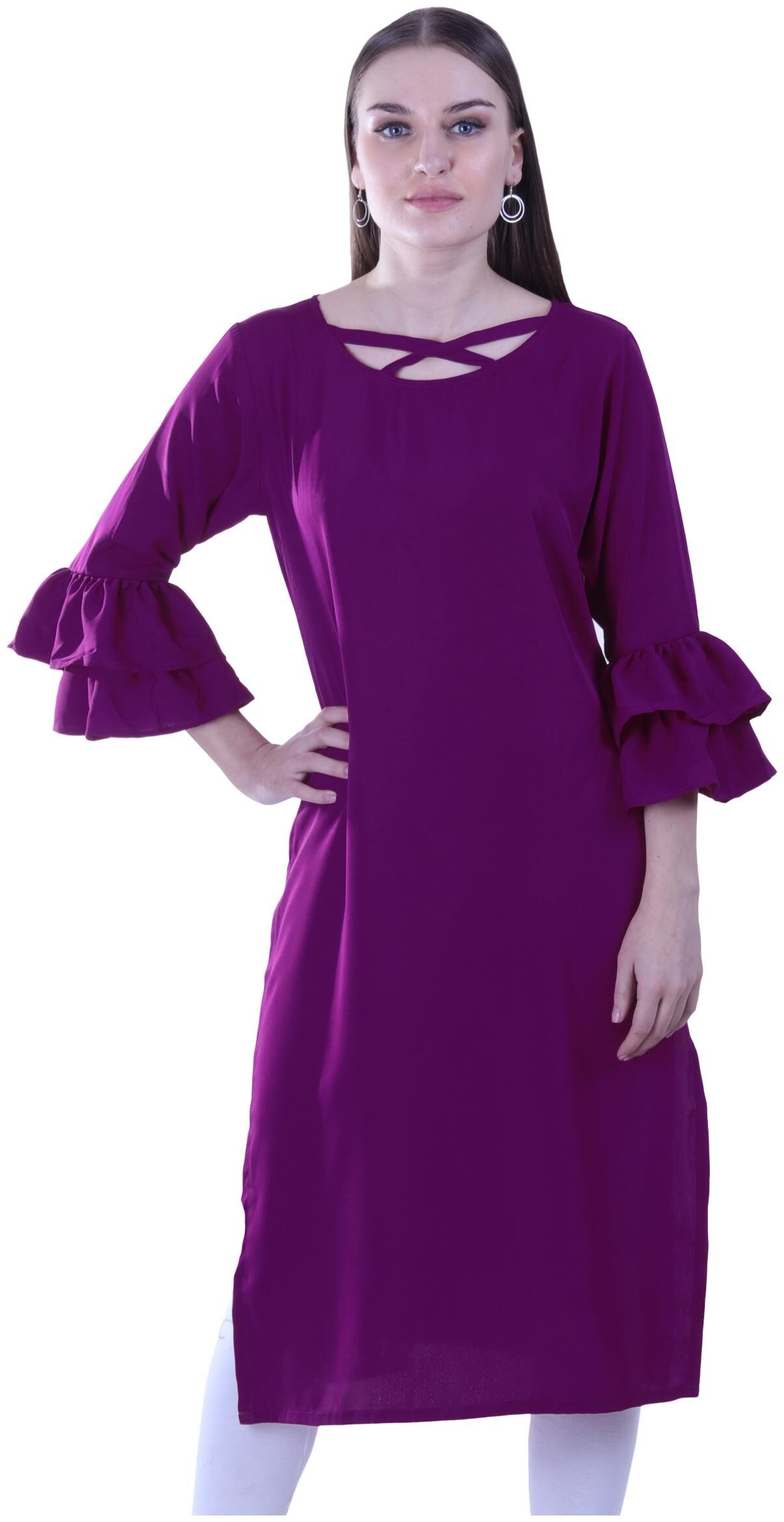 

Serein Women Purple Solid Straight Kurta
