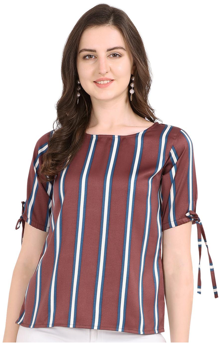 

Serein Women Striped Regular top - Maroon