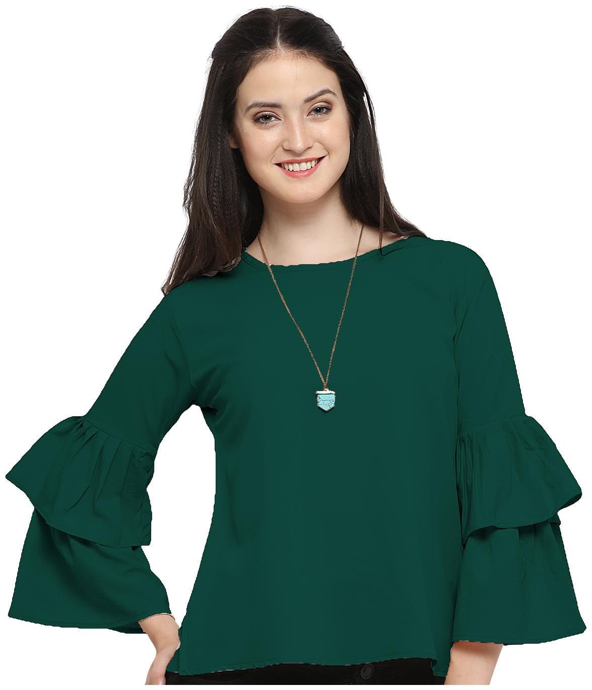 

Serein Women Solid Blouson top - Green