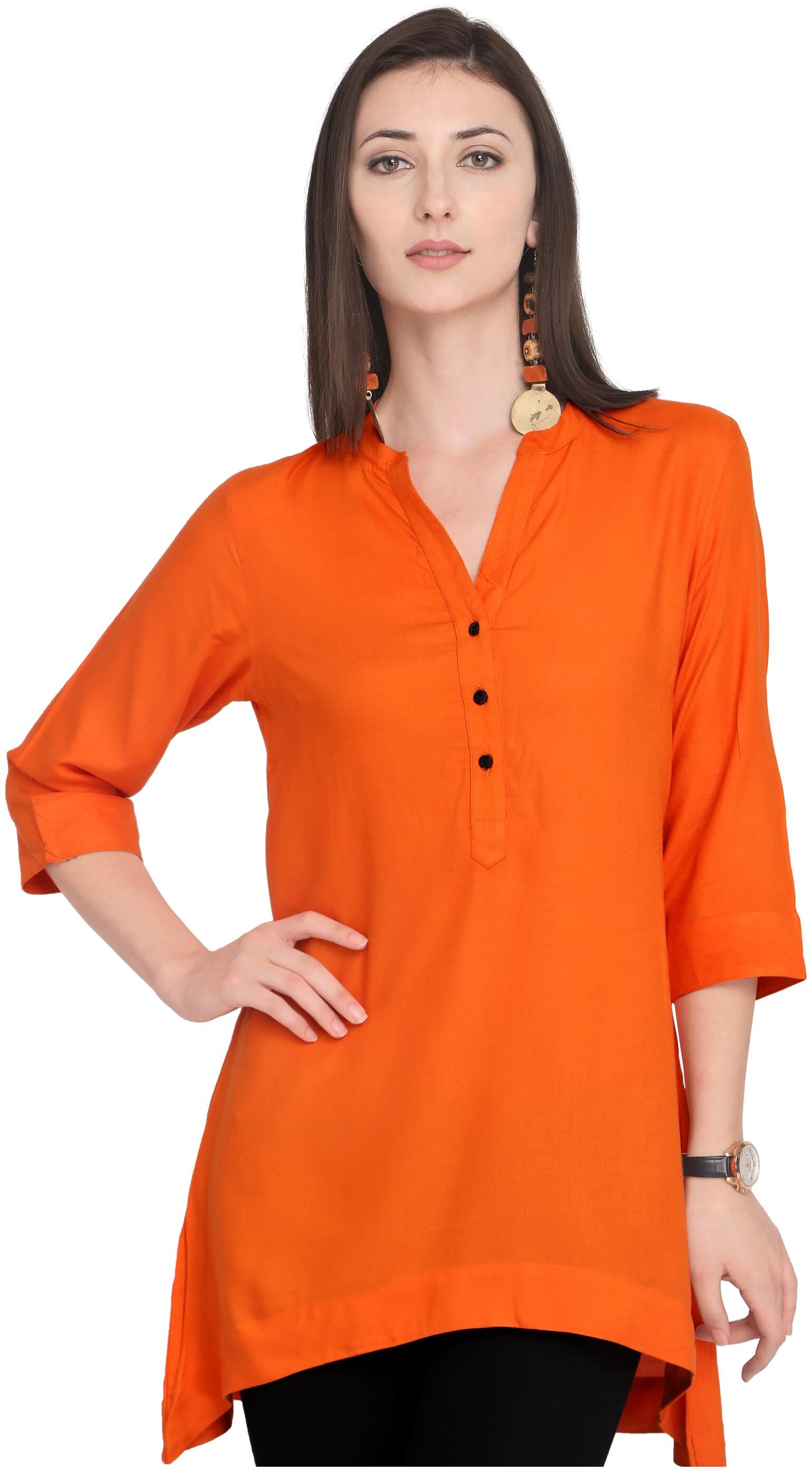 

Serein Women Solid Blouson top - Orange