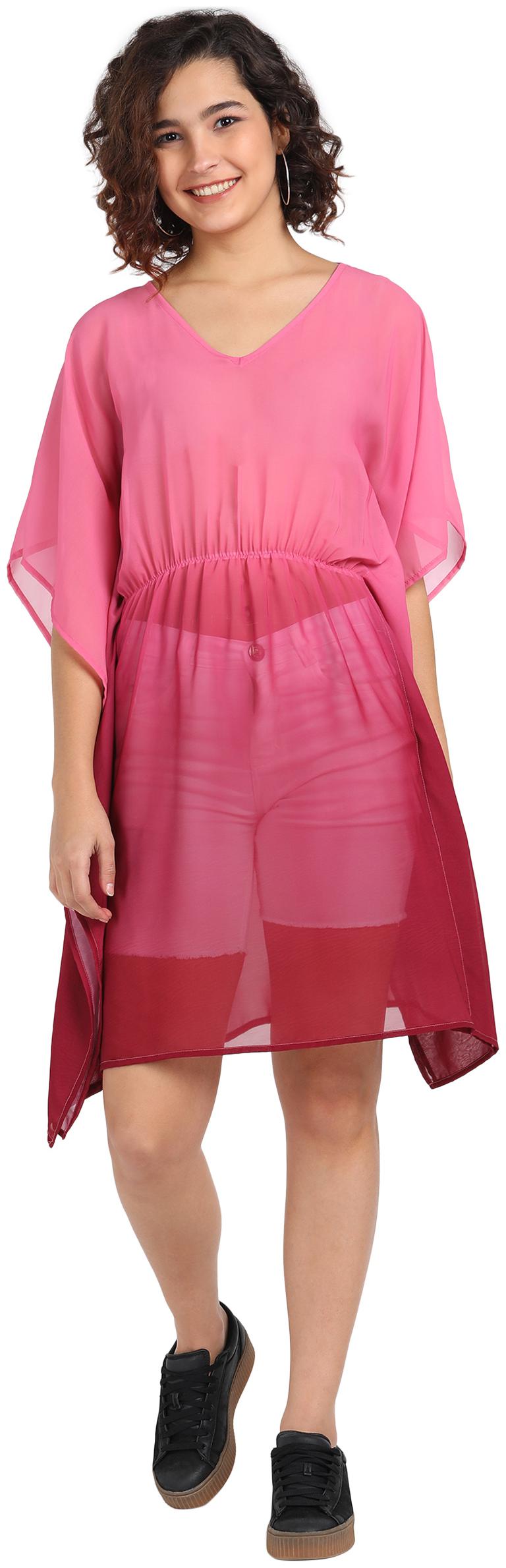 

Serein Women Georgette Solid Pink A Line Dress