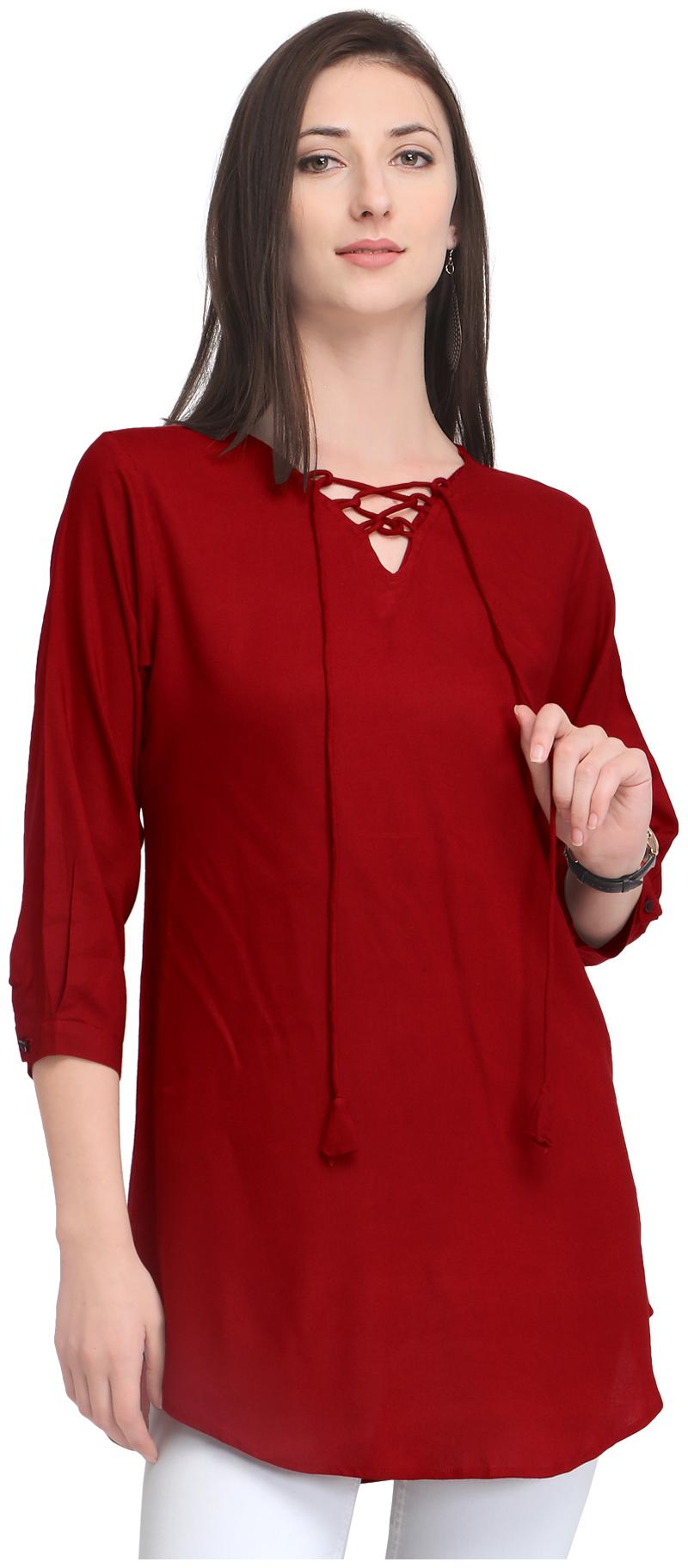 

Serein Women Maroon Solid Assymetrical Kurta