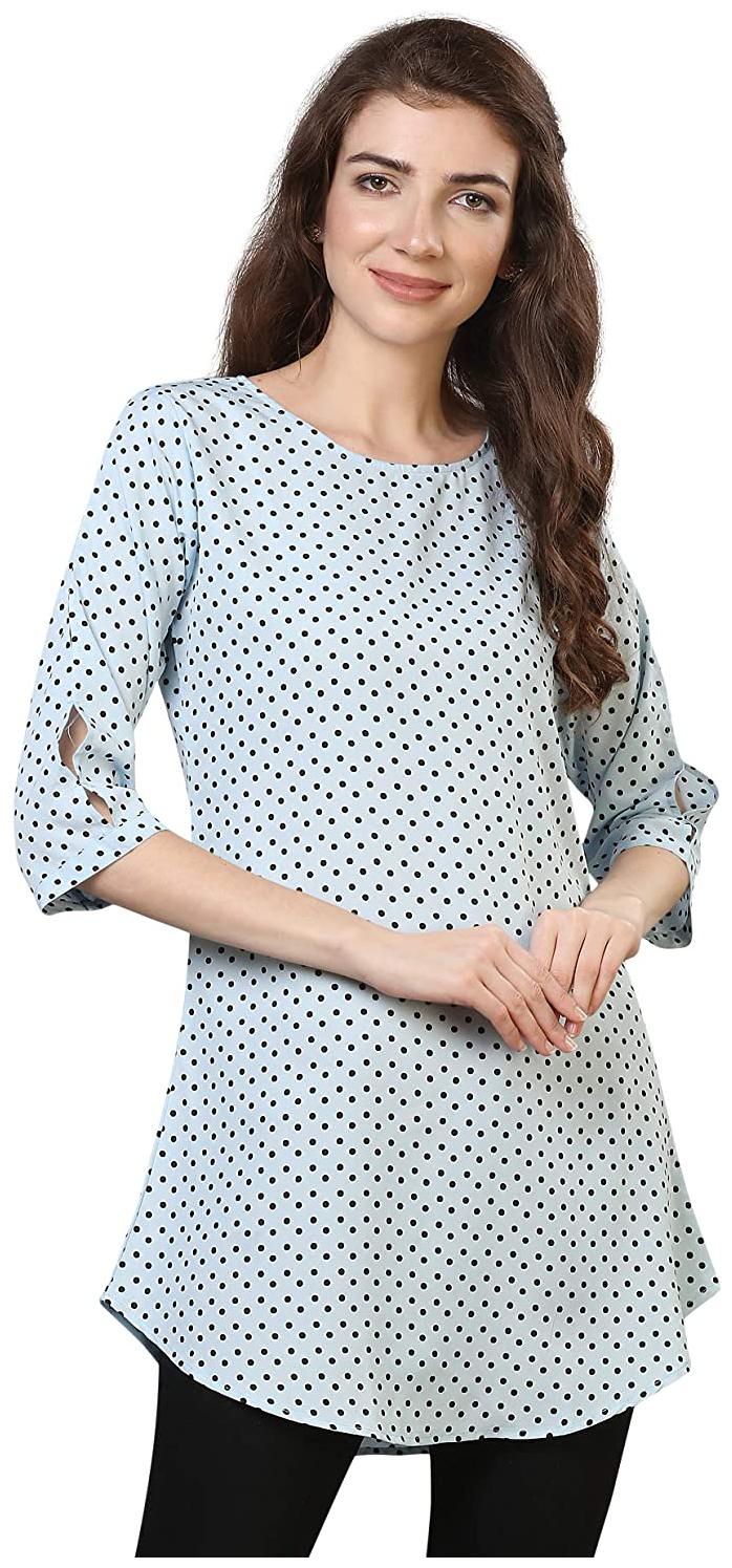 

Serein Women Crepe Round Neck Top (Blue)