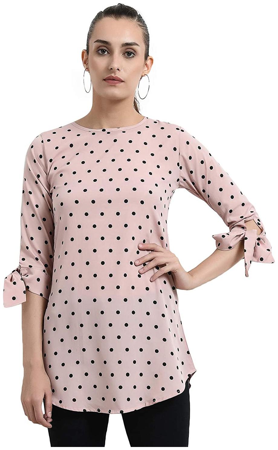 

Serein Women Crepe Round Neck Top (Peach)