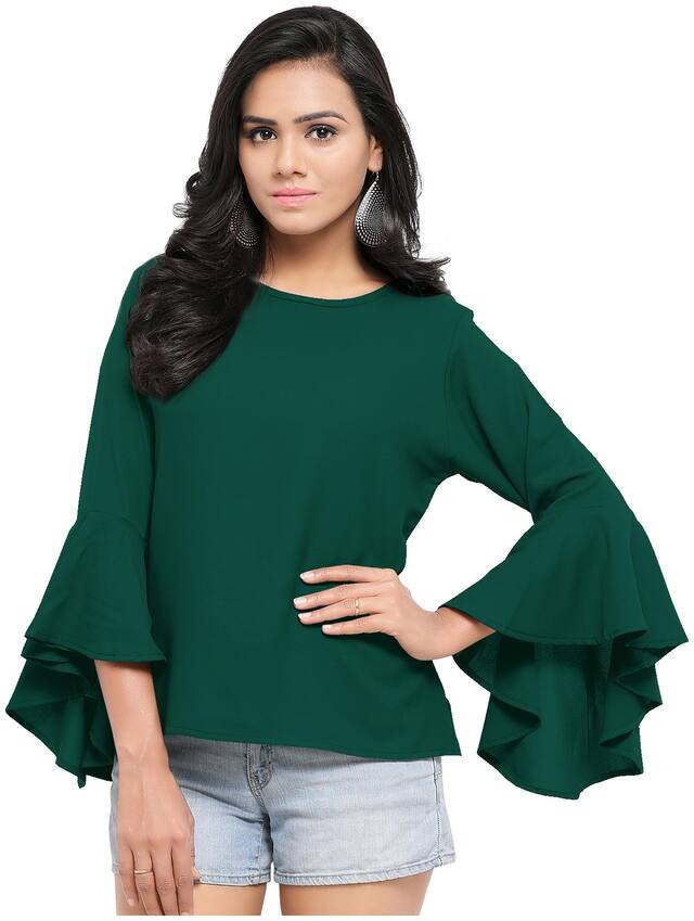 Serein Women Solid Blouson top - Green