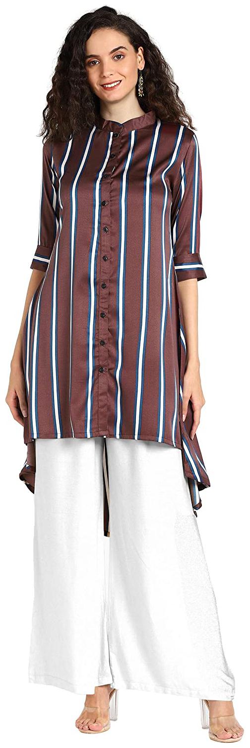 

Serein Women Brown Striped Assymetrical Kurti