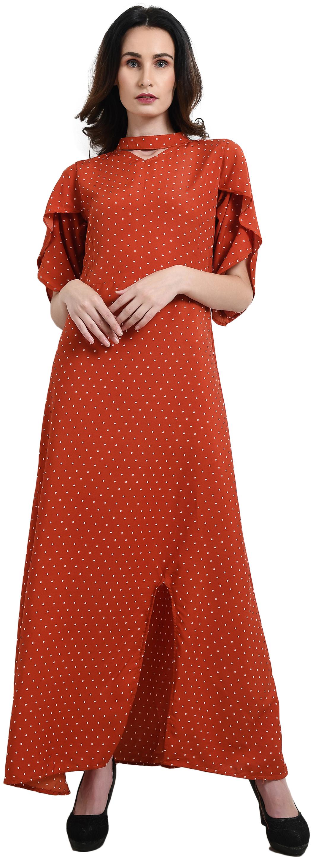 

Serein Orange Polka dots Maxi dress