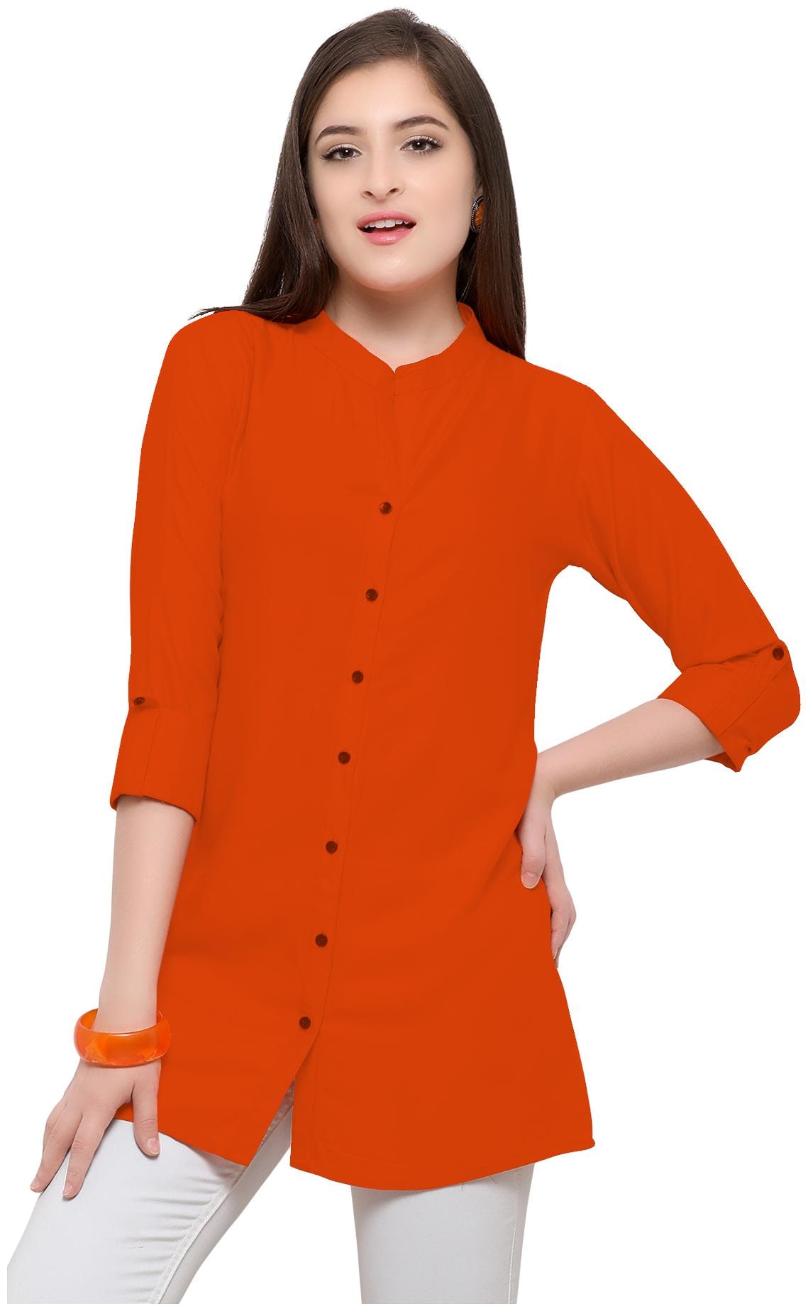 

Serein Women Orange Solid Assymetrical Kurti