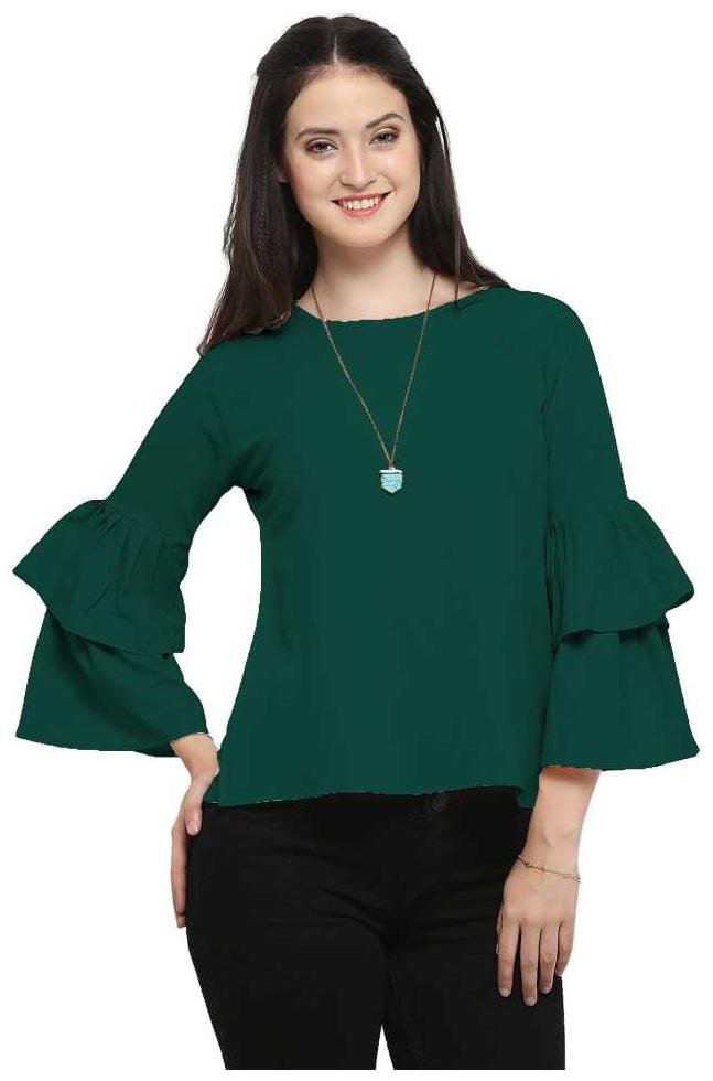 

Serein Women Dark Green Polyester Solid Regular Top