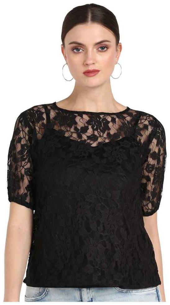 

Serein Women Floral Regular top - Black