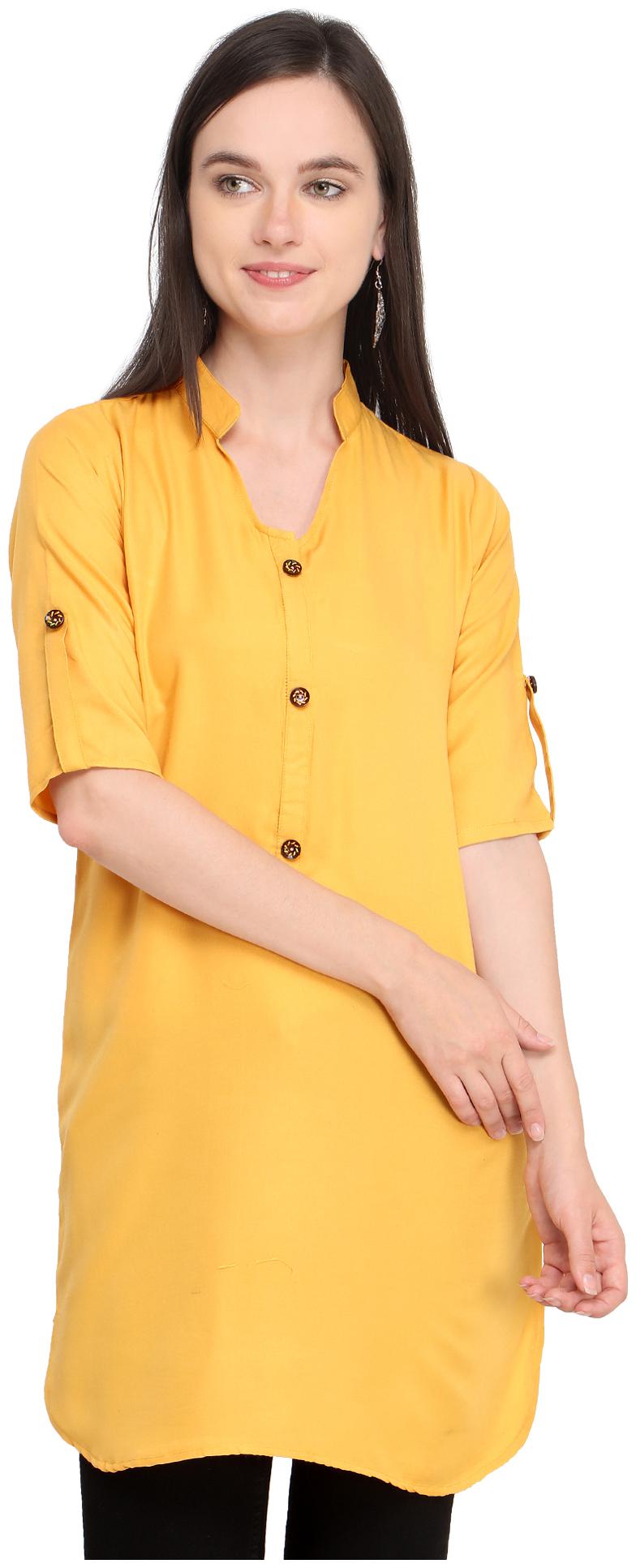 

Serein Women Yellow Solid Assymetrical Kurti