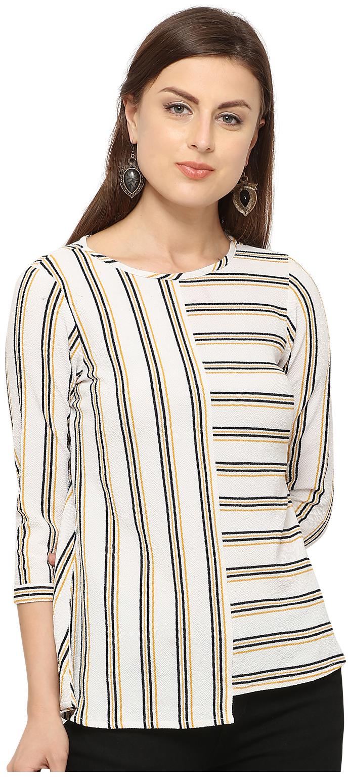 

Serein Women Striped Blouson top - White