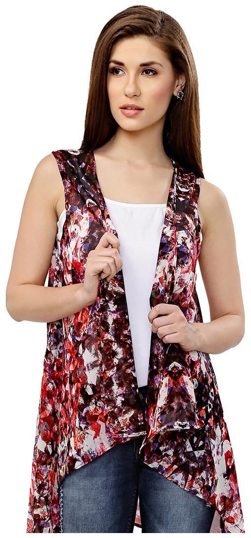 

Serein Women Georgette Long Shrug Long Jacket (Multi-Coloured) XL