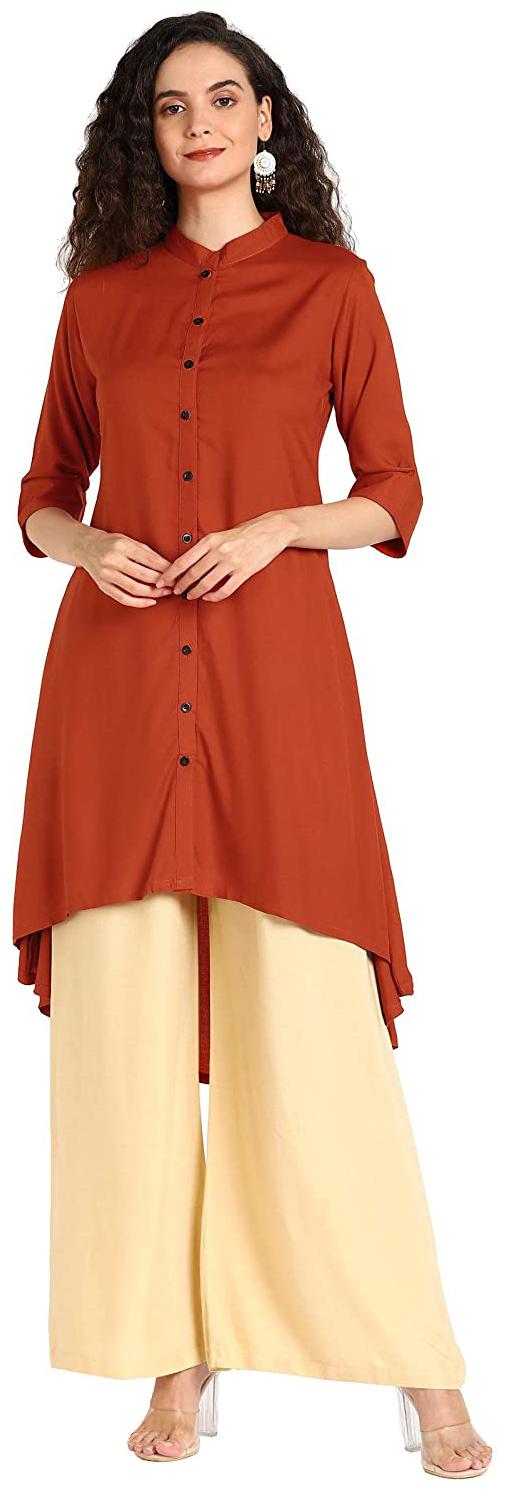 

Serein Women Orange Solid Assymetrical Kurti