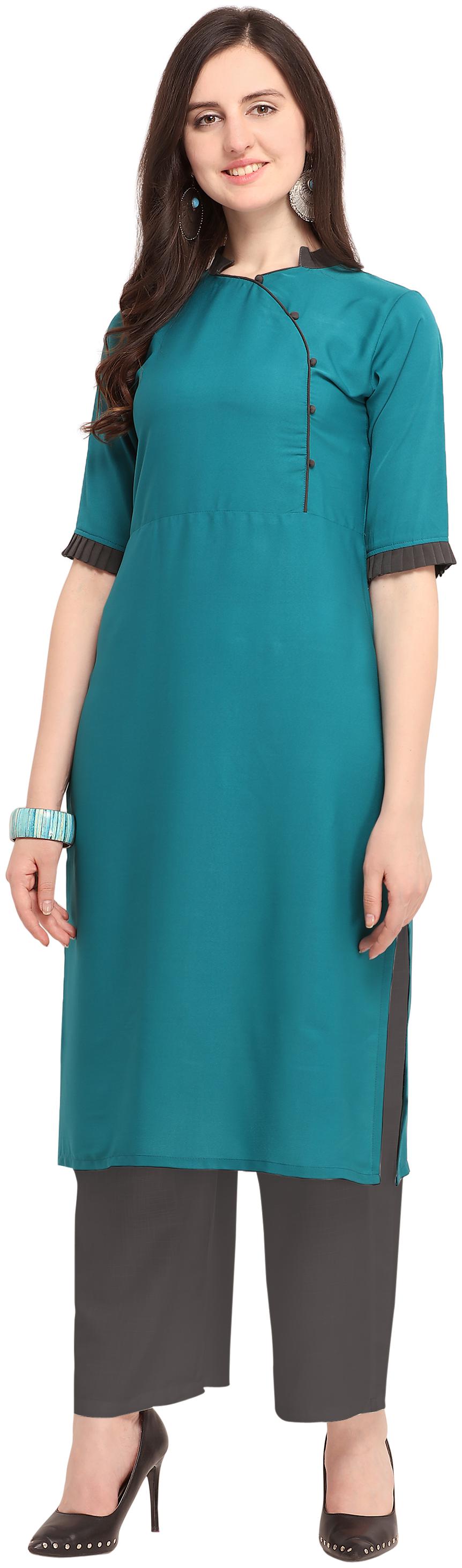 

Serein Women Blue Solid Straight Kurta