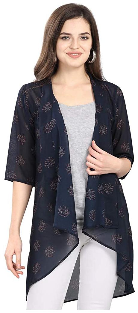 

Serein Womens Casual Georgette Shrug -Navy Blue