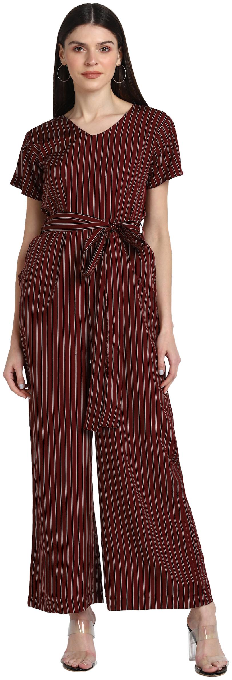 

Serein Striped Jumpsuit - Maroon