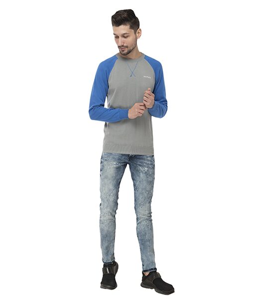

Seven Men Grey Blue Round neck Pullover