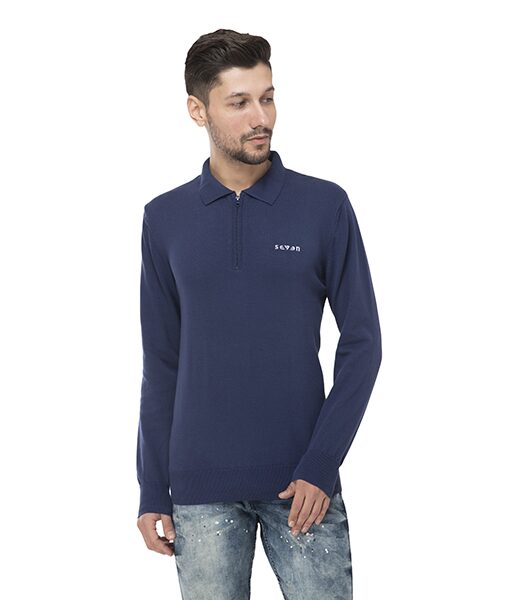 

Seven Men Cotton Solid Blue G2