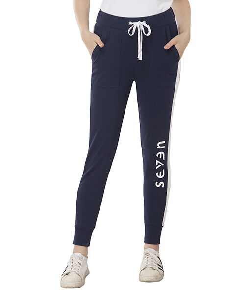 

Seven Women Cotton Regular Fit Joggers (Blue)