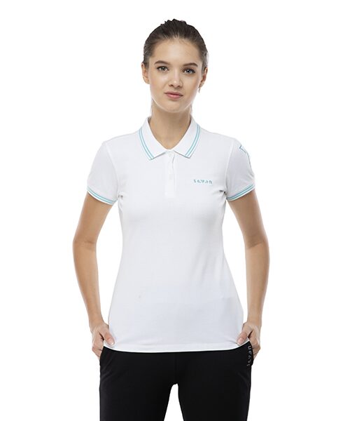 

Seven Women White Regular fit Polo neck Cotton T shirt