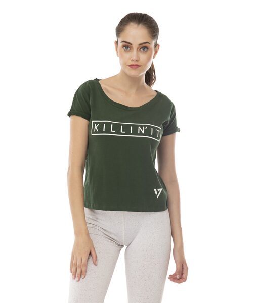 

Seven Women Green Regular fit Round neck Cotton T shirt
