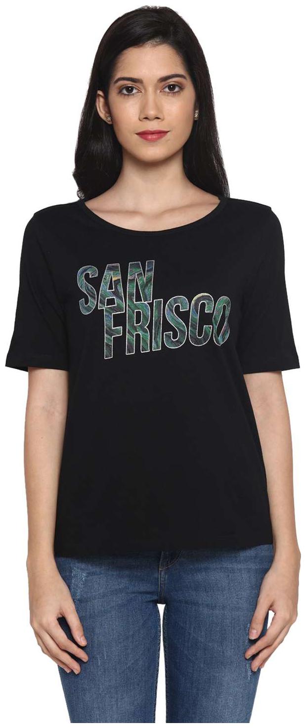 

SF Jeans By Pantaloons Women Printed Regular top - Black