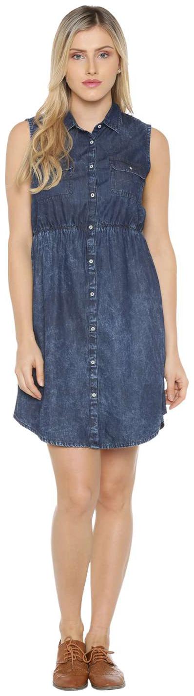 

SF Jeans By Pantaloons Blue Solid A-line dress