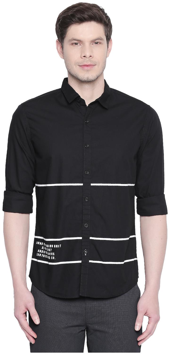 

SF Jeans By Pantaloons Men Black Printed Slim Fit Casual Shirt