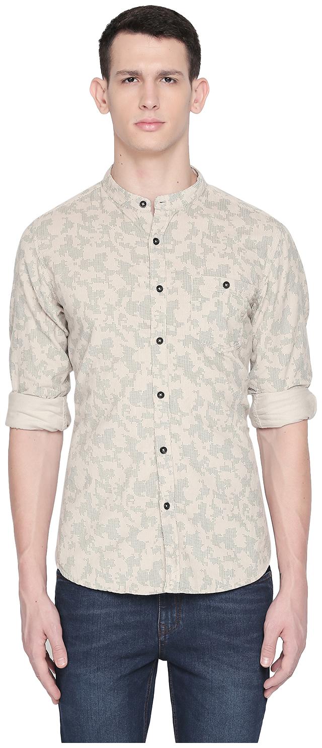 

SF Jeans By Pantaloons Men Beige Printed Slim Fit Casual Shirt