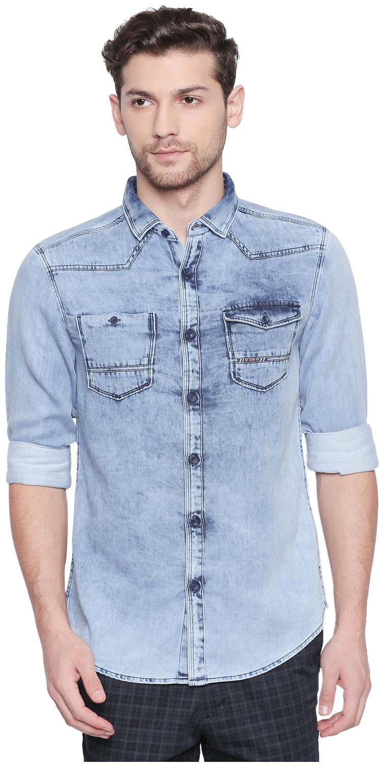 

SF Jeans By Pantaloons Men Blue Solid Regular Fit Casual Shirt