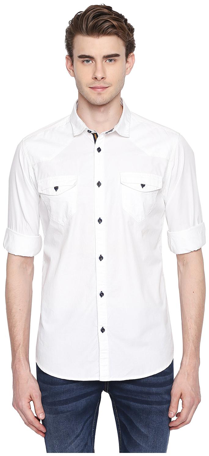 

SF Jeans By Pantaloons Men White Solid Slim Fit Casual Shirt
